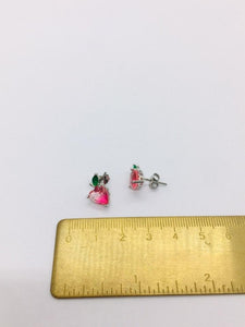 Boucles d'oreilles argent 925 petite pomme rose - La Bouclette