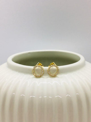 Boucles d'oreilles en argent forme ronde avec pierre en oxyde de zirconium - La Bouclette