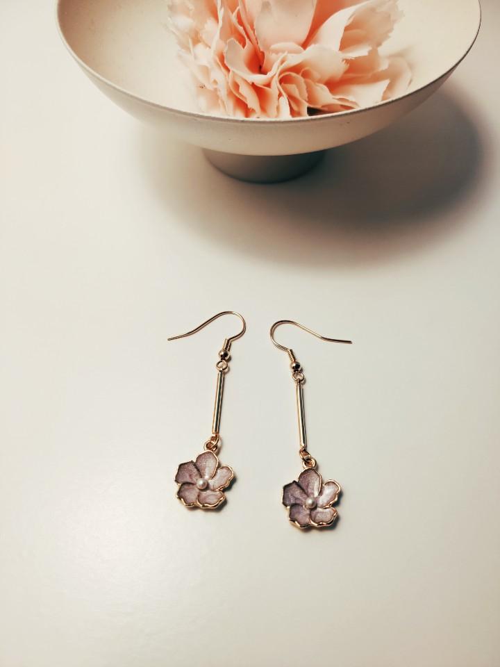 Boucles d'oreilles fleur violette - La Bouclette