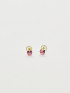 Boucles d'oreilles OR 14 CARATS et diamand coeur rose en zirconium - La Bouclette