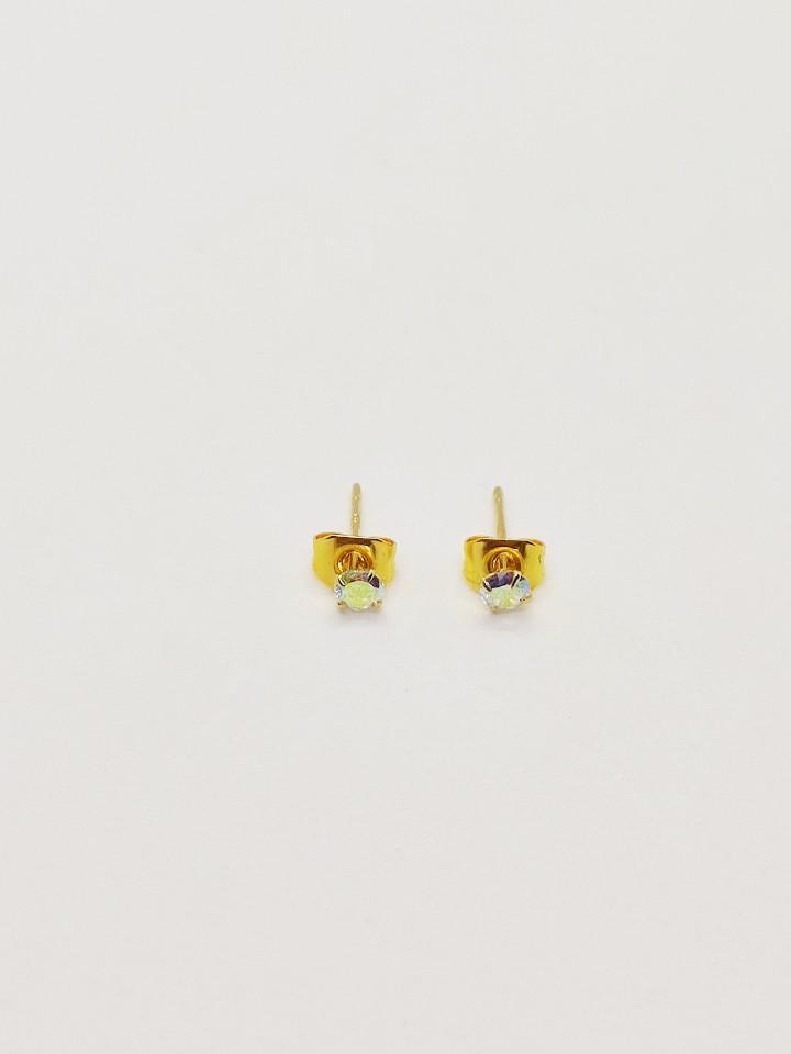 Boucles d'oreilles OR 14 CARATS et diamand en zirconium - La Bouclette