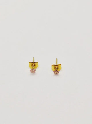 Boucles d'oreilles OR 14 CARATS et diamand en zirconium rose. - La Bouclette