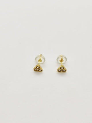 Boucles d'oreilles OR 14 CARATS trèfle et diamand en zirconium - La Bouclette